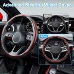 Carbon Fiber Steering Wheel Cover 3PCS, Non-Slip Grip for Universal Cars,Fit for 14–16 Inch Wheels, Interior Accessories for 