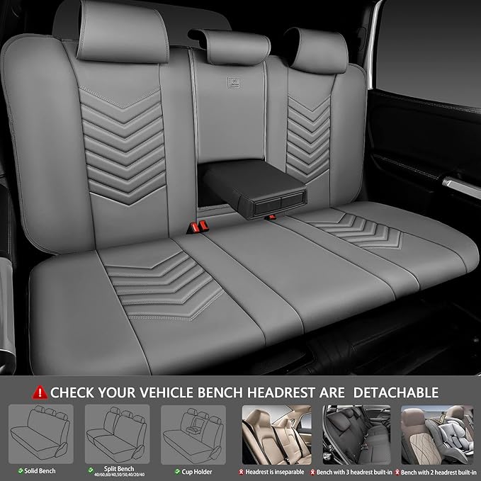CAR PASS 3D Foam Faux Leather Car Seat Covers Full Set, Waterproof Grey Leather Seat Cover for Cars, Luxury Universal Fit for