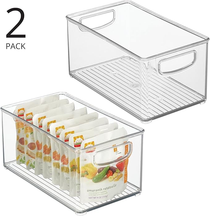 mDesign Plastic Baby Nursery and Food Organizer - Storage Holder Bin with Handles for Closet, Cupboard, Cabinet, Drawers, She