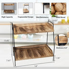 QUALLON Coffee Bar Accessories and Organizer, Coffee Station Organizer 2 Tier Bathroom Counter Organizer, Wood Coffee Tray, B