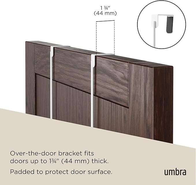 Umbra Estique Over The Door Coat Rack & Multi-Use Organizer, for Coats, Bags, Hats & More, White/Natural