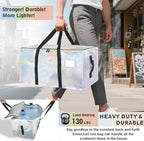 12 Pack-Extra Large Heavy Duty Moving Bags - Waterproof Storage Totes with Handles & Zippers, Foldable for College Dorm, Stor