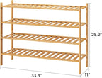 viewcare Shoe Rack, 4-Tier Long Shoe Rack for Entryway, Bamboo Wood Shoe Shelf for Closet & Hallway, Long 33IN | Beautiful | 