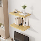 Dreamland 24" Floating Shelves for Wall, 12" Deep Slim Oak Floating Shelves, Wall-Mounted Shelves for Bedroom, Living Room, K