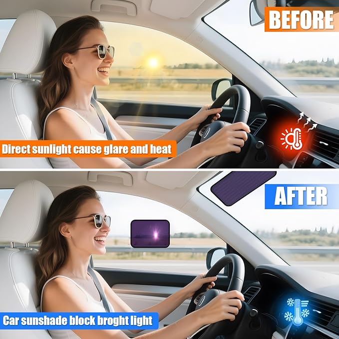 ZATOOTO Static Cling Car Sun Shade for Side Window & Windshield, 4 Pack Expandable Window Shade Sun Blocker Car Windshield Sunshade｜Reinforced Frame｜Anti-Glare｜(2 Pack, 9.84*7 in & 2 Pack, 15.7*7 in)