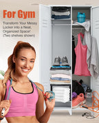 Locker Organizer Shelf， Adjustable Width and Height, Ideal Locker for School, Office, and Gym Lockers… (Pink 2 Pack)