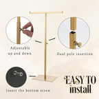 Display Stand Stainless Steel Jewelry Towers Bag Stand Tabletop Double Hook Hanging Jewelry Stands for Necklaces Organizer St