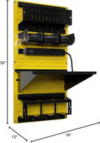 Wall Control Power Tool Storage Organizer Kit Cordless Drill Holder Charging Station Rack 16” x 32” Metal Pegboard Organizati