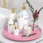 12 Oak Wood Bathroom Tray for Counter, Vanity Tray for Perfume Lotion Candle Makeup Jewelry Sink Soap Holder Turntable