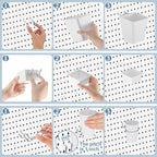 Jinei 12 Pcs Pegboard Bins and Cups with Hooks and Loops Peg Assortment Organizer Accessories Various Tool Organizer Pegboard