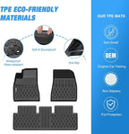 Nilight TPE Floor Mats for Tesla Model 3 2024 2025 2026 All Weather Custom Fit Heavy Duty Floor Liners