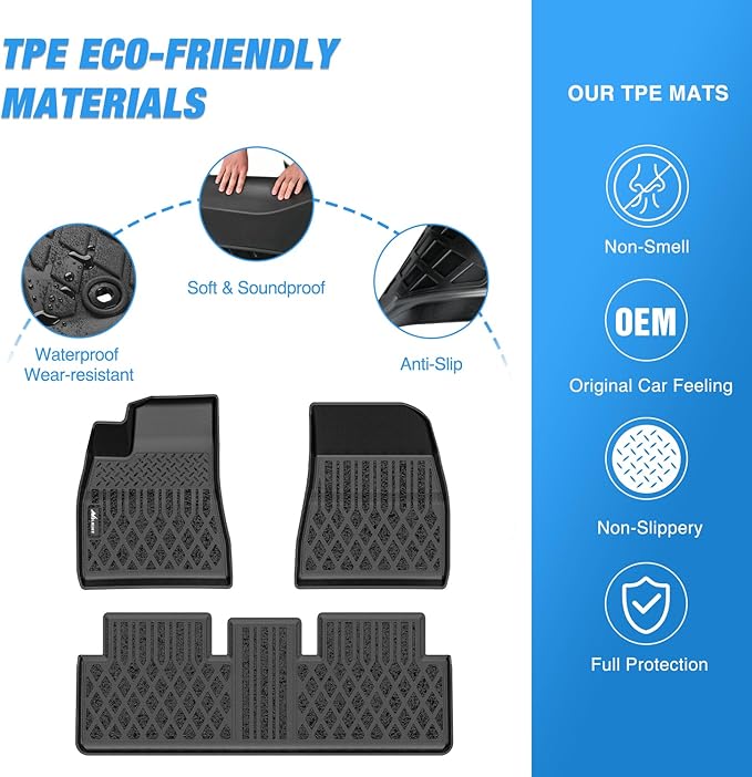 Nilight TPE Floor Mats for Tesla Model 3 2024 2025 2026 All Weather Custom Fit Heavy Duty Floor Liners