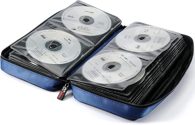 CCidea 96 Capacity CD/DVD Case Holder Portable Wallet Disc Storage Binder for Car, Home, Travel (96-Blue) Specials