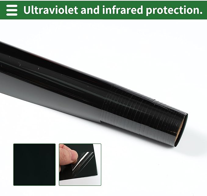 Motoforti Nano Ceramic Car Window Tint Film VLT 16% IRR 74% UVR 98% Black Green 14.76 ft x 35.43 Inch Privacy Film 2mil PET 1 Pc