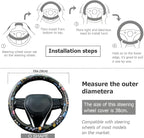 Multicolor Wildflower Steering Wheel Cover Auto Jacquard Steering Wheel Protector, Anti-Slip, Breathable, Absorbing Sweat, Un