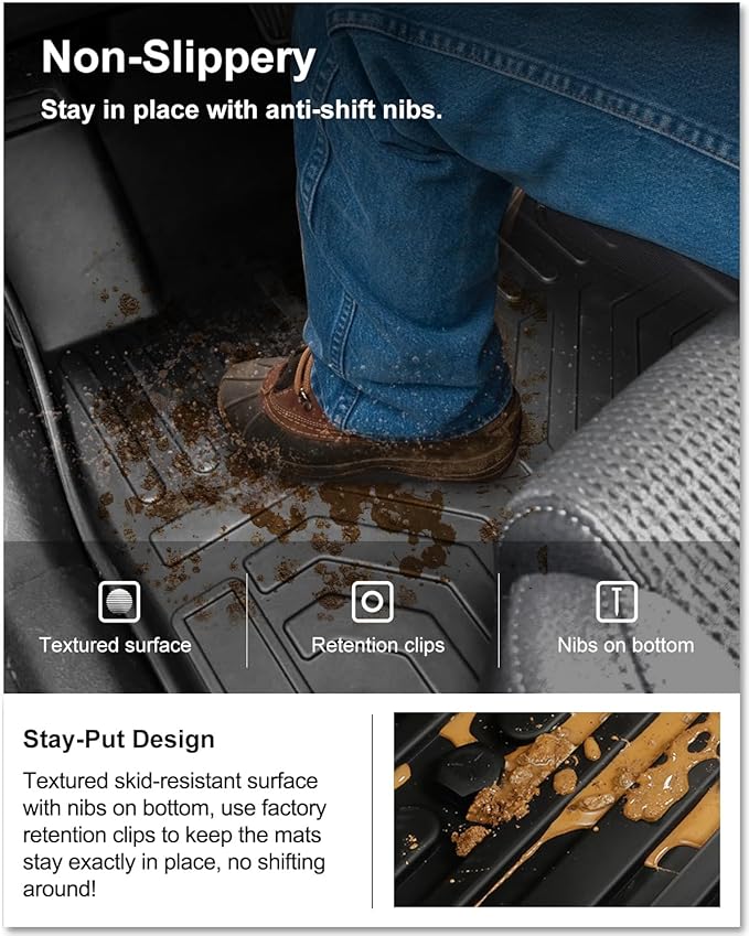 KIWI MASTER Floor Mats for 2019 2020 Hyundai Santa Fe, Custom Fit All Weather Car Mats, Heavy Duty TPE Floor Liners, Front & Rear 2 Row, Black