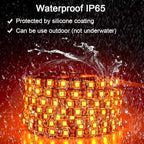 ALITOVE Orange LED Strip Lights 16.4ft 5050 SMD Black PCB 5M 300 LEDs Waterproof IP65 12V DC for Home Hotels Clubs Shopping malls Cars Lighting