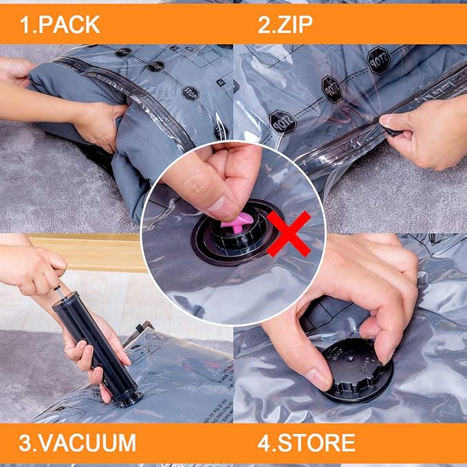 GONGSHI Vacuum Storage Bags, Space Saver Seal Bags For Clothing, Blankets, Comforters, Pillows, Clothes Storage,Travel Luggag