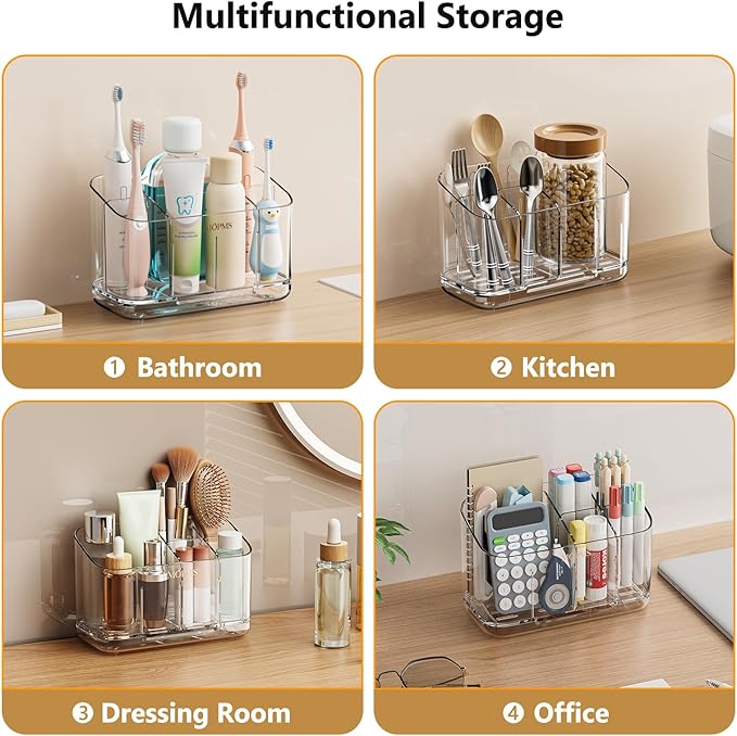 Toothbrush Holders for Bathroom Countertop Organizer, 5 Slots Large Capacity Electric Toothbrush Holder Wall-Mount for Space 