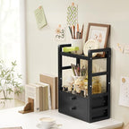 AmazerBath Bamboo Bathroom Countertop Organizer, 2-Tier Makeup Organizer with 2 Drawers, Vanity Organizer Storage Coffee Matc