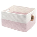 COMFY-HOMI Cotton Rope Woven Basket with Handles for Shelves,Toys,Book, Cloth Storage Baskets for Organizing-17" x 13" x 7.5"