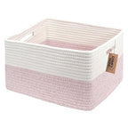 COMFY-HOMI Cotton Rope Woven Basket with Handles for Shelves,Toys,Book, Cloth Storage Baskets for Organizing-17" x 13" x 7.5"