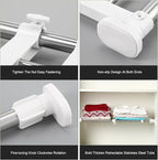 Geetery 4 Pcs Closet Tension Shelf Rod Metal Expandable Shelf Organizer Adjustable Closet Shelves Rack DIY Dividers Separator