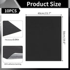 WILLBOND 10 Pcs Self-Adhesive Disposable Car Floor Mats, 15.7"x19.6" Black Felt with Adhesive Backing, 1mm Thick, Universal M