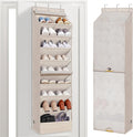 STORAGE MANIAC Over the Door Shoe Organizer with Curtain Dustproof Heavy-Duty Large Deep Pocket Hanging Shoe Organizer for Cl