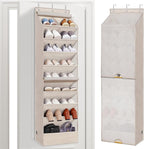 STORAGE MANIAC Over the Door Shoe Organizer with Curtain Dustproof Heavy-Duty Large Deep Pocket Hanging Shoe Organizer for Cl