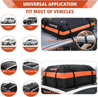 15 Cubic Ft Rooftop Cargo Carrier, Waterproof Car Roof Bag for Vehicles with or Without Rack, Soft Roof Top Luggage Bag for Travel, Camping, Moving (Soft car roof Bag, 15 Cubic feet)