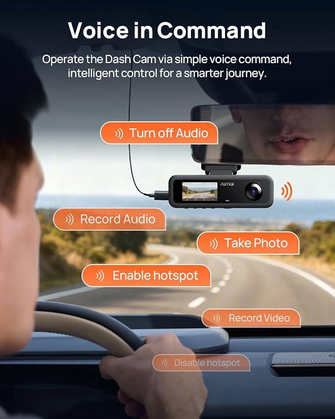 70mai 4K Dash Cam Front and Interior, 4K HDR Dash Camera with F1.55 Aperture, Wi-Fi 6, 24H Parking Surveillance, GPS, Loop Re