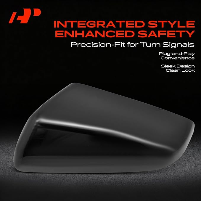 A-Premium Driver Side Rearview Mirror Cover Cap - Compatible with Chevy Chevrolet Equinox & GMC Terrain, 2018 2019 2020 2021 2022 2023 2024 - Replace # 23406417, Left Side Cap (Smooth Black)