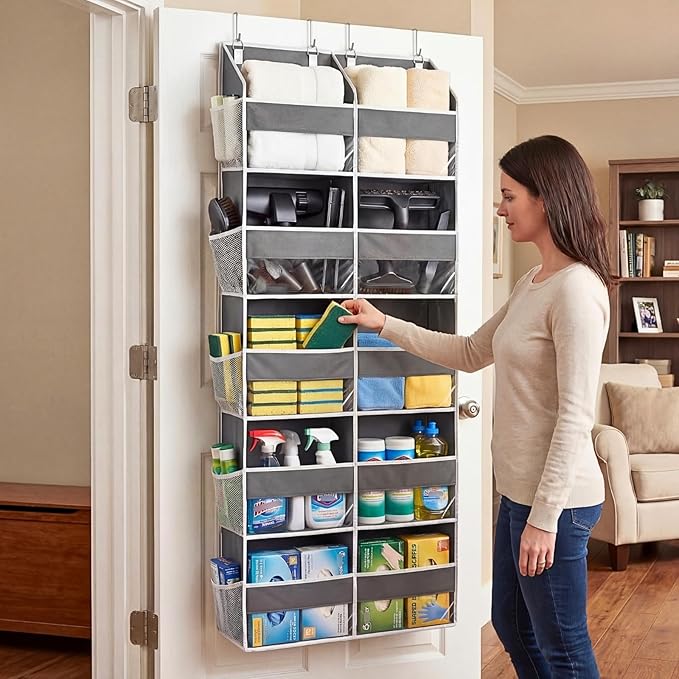 2 Pack Over the Door Organizer 5 Tiers, Extra Large Behind Door Storage of 10 Compartments, 80 lbs Weight Capacity Over Door 