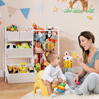 BBLIKE Kids Storage Organizer with 4 Removable Bins, Kids Storage Toy Shelf Organizer for Stuffed Animal Holder for Bedroom P