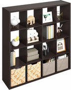 Furinno Simple Cube Storage Organizer, 16-Cube Display Shelf, Open Back Shelving Unit, Storage Shelves, Extra Thick Frame, fo
