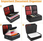 Fireproof Document Box File Organizer with Lock, Fireproof Document Bag Waterproof Fire Proof File Boxes Travel Important Doc