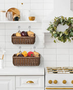 AceList Wall Hanging Basket, Boho Style Hand-Woven Hanging Storage Baskets - Set of 2, Ideal for Boho Room Decor, Kitchen, Ga