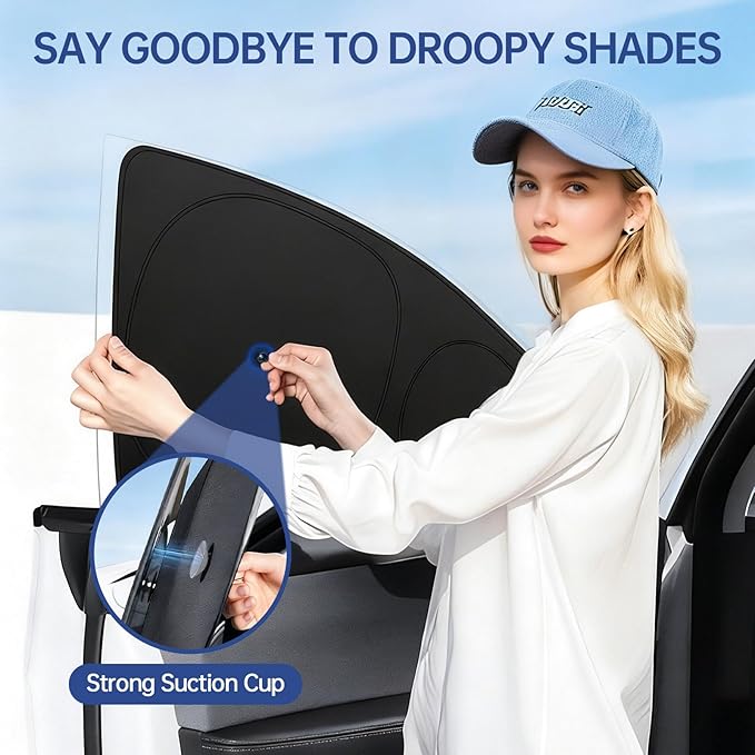 8pcs Car Side Window Shades for T*esla Model Y 2025 2026 |Suction Cup No Falling| Full Car Window Covers for Privacy, Sunshades for Tesla Front Rear Windshield Side Windows Accessories