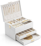 Vlando 4 Layers Jewelry Box - Women Jewelry Box with Retractable Tray - Jewelry Organizer with Drawer for Necklaces, Rings, B