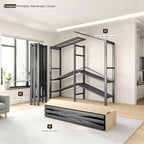 Garment Rack with Cover, Heavy Duty Portable Wardrobe Closet 2000LB, Foldable Clothe Rack with Wheel, Clothes Rack for Hangin