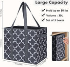 WISELIFE Reusable Grocery Bags 6-Pack Foldable Washable Large Storage Bins Basket Water Resistant Shopping Tote Bag Dark Grey