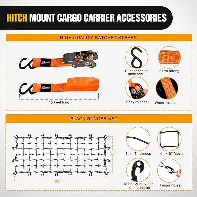 Nilight 84" x 39" x 6" Universal Roof Rack Cargo Basket Heavy-Duty 250LBS Capacity Rooftop Cargo Carrier with Cargo Net Ratchet Straps Luggage Holder for SUV Truck Vehicle