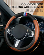 Steering Wheel Cover for BMW Leather Car Steering Wheel Covers Universal for Car SUV Truck with Anti-Slip Lining 14.5-15inch 