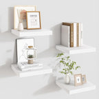Fun Memories Floating Shelves for Wall - 9.3 Inch Square Shelves with Invisible Brackets, White Small Wall Shelf for Living R