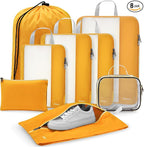 Gonex 8 Set Expandable Mesh Packing Cubes for Travel - Compression Packing Organizers with Toiletry, Laundry, Shoe & Cable Ba