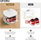 Vertical Shoe Rack, 9-Tier Plastic Stackable Storage Shelf for Small Closets and Narrow Spaces, Compact Free Standing Shoe Ra
