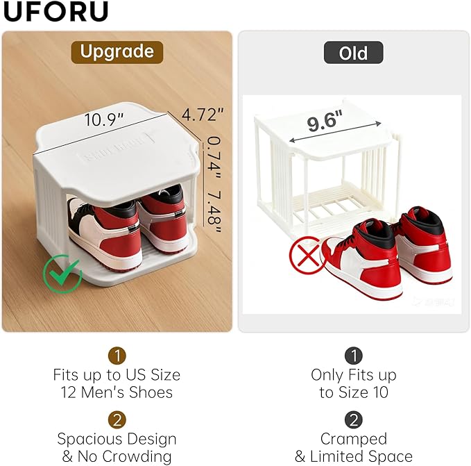 Vertical Shoe Rack, 9-Tier Plastic Stackable Storage Shelf for Small Closets and Narrow Spaces, Compact Free Standing Shoe Ra