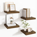 Fun Memories Square Floating Shelves for Wall - 9.3 Inch Deep Floating Shelves with Invisible Brackets, Brown Small Wall Shel
