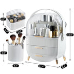 CANITORON Makeup Organizer,Skincare Organizer with 2 Drawers and Brush Storage Box,Lipstick Holder,Cosmetic Display Case for 